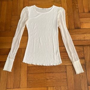 Free People - Intimately FP White Long Sleeve sheer sleeves Women's Top - Small
